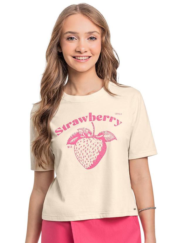 Vista 2 Blusa de Morango Juvenil Bege Gloss Gloss