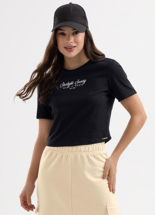 Blusa em Algodão com Estampa Preto