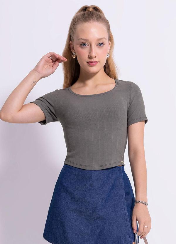 Vista 2 Blusa em Canelado Cinza Cativa Teen Cativa Teen