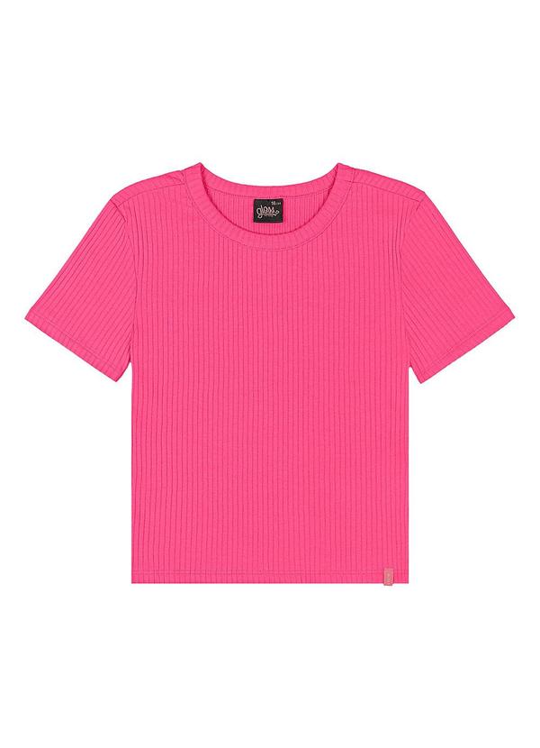 Blusa em Ribana Canelada Juvenil Rosa