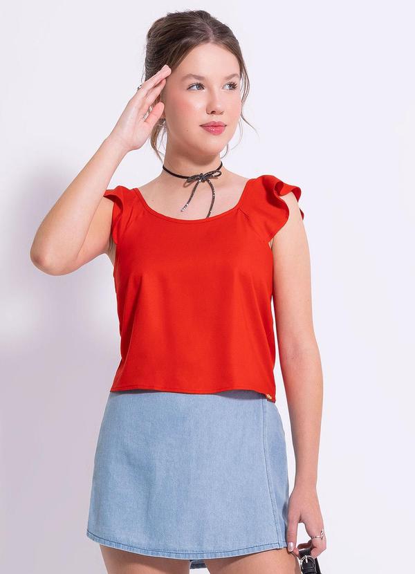Vista 2 Blusa em Viscose Vermelho Gris Gris