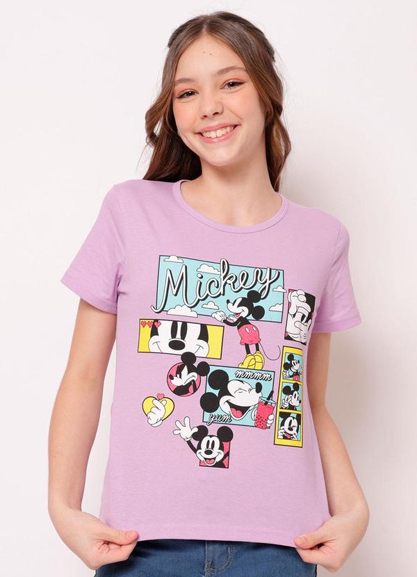 Blusa Juvenil Algodão Mickey Lilás