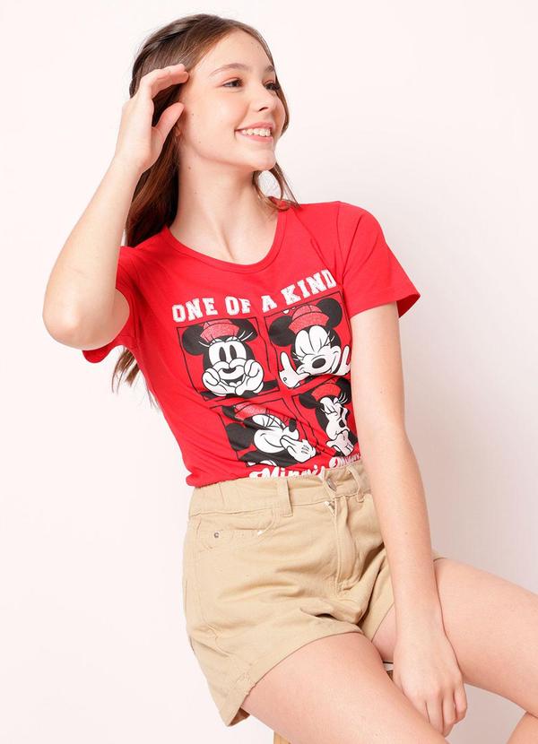 Blusa Juvenil Algodão Minnie Vermelho