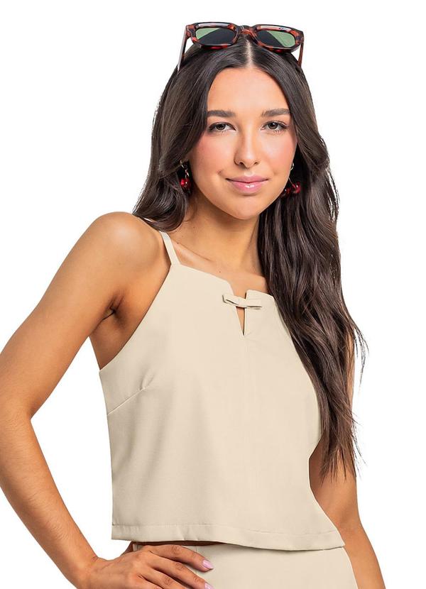 Vista 2 Blusa Juvenil com Alças Bege Gloss Gloss