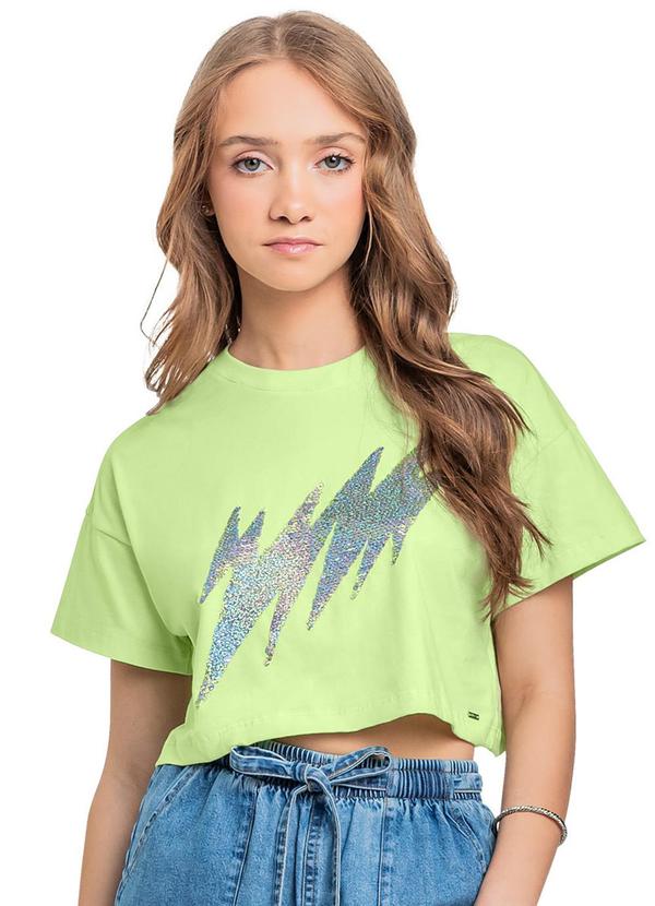 Vista 2 Blusa Juvenil com Paetê Verde Gloss Gloss
