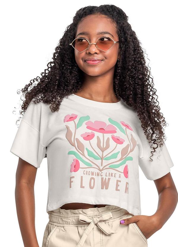 Vista 2 Blusa Juvenil com Puff Bege Gloss Gloss