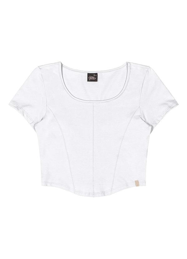 Vista 2 Blusa Juvenil Cotton Branco Gloss Gloss