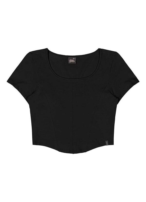 Vista 2 Blusa Juvenil Cotton Preto Gloss Gloss