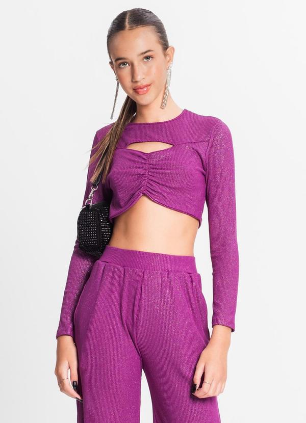 Blusa Juvenil Feminina em Ribana Canelada Roxo