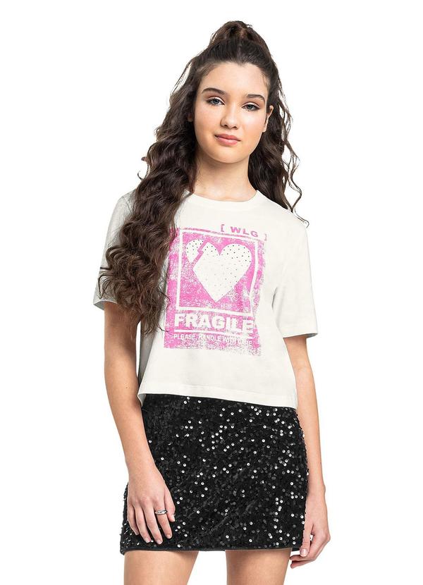 Blusa Juvenil Fragile Manga Curta Branco