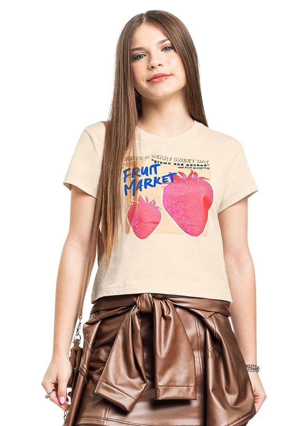 Blusa Juvenil Fruit Market em Algodão Bege