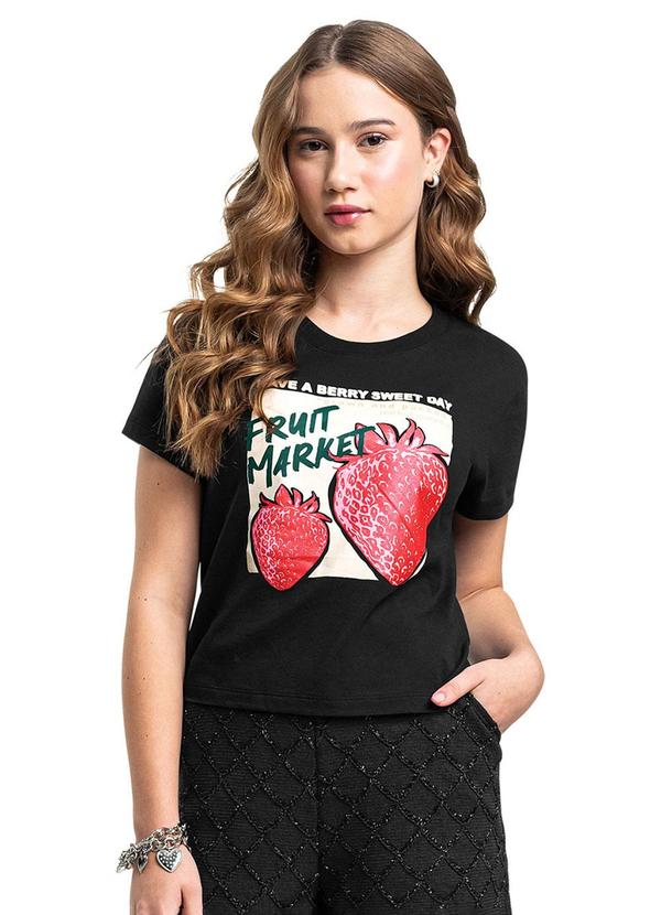 Blusa Juvenil Fruit Market em Algodão Preto