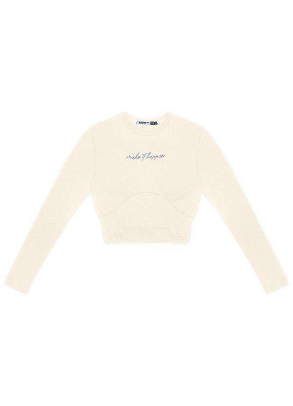 Blusa Juvenil Manga Longa Bege