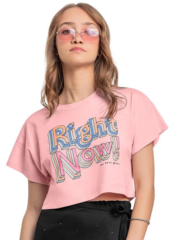 Vista 2 Blusa Juvenil Metalizada Rosa Gloss Gloss
