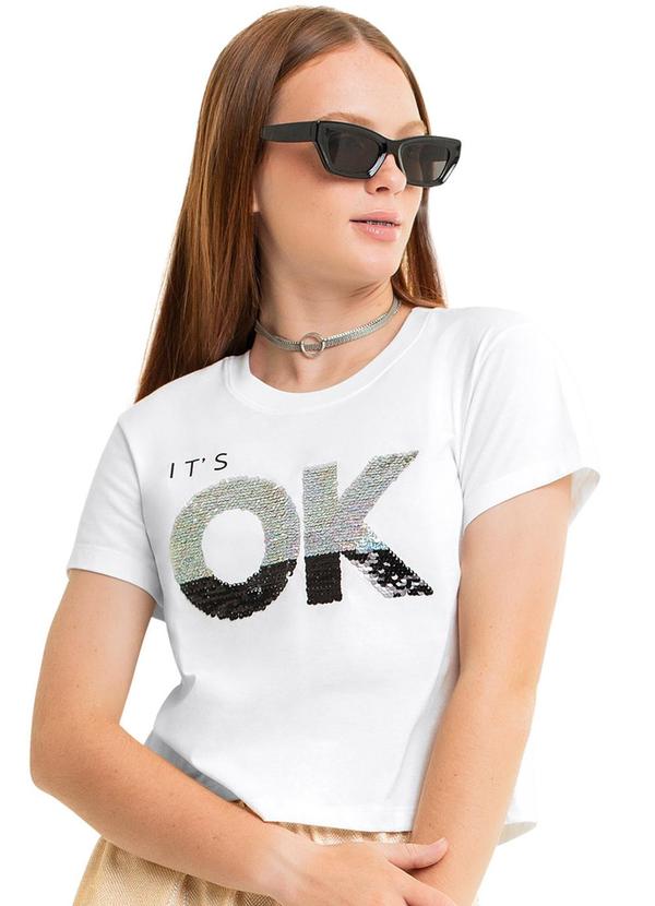 Vista 2 Blusa Juvenil para Menina Branco Gloss Gloss
