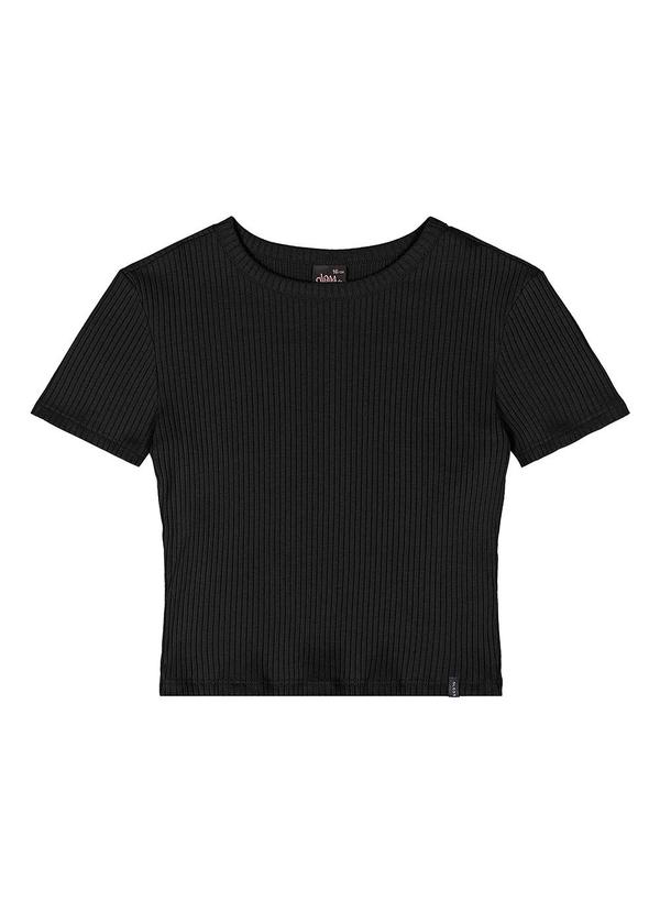 Vista 2 Blusa Juvenil Ribana Canelada Preto Gloss Gloss