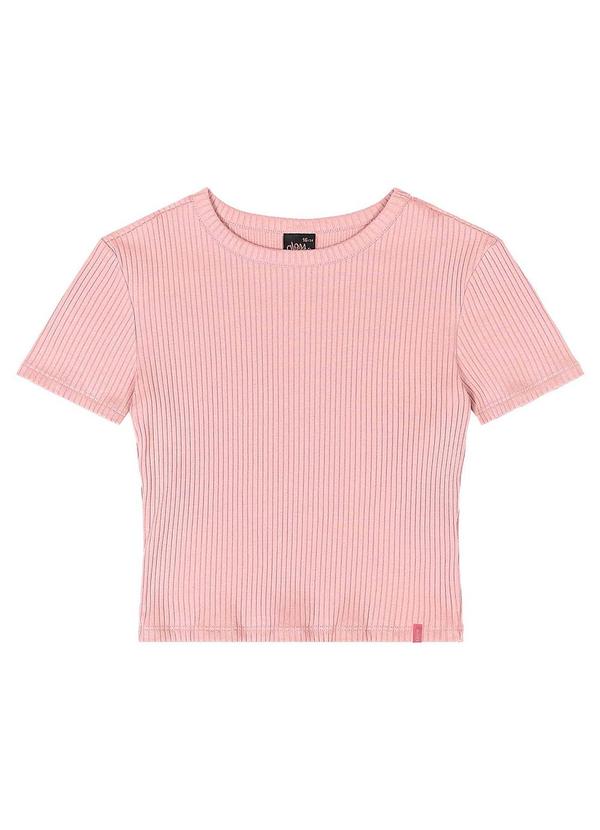 Vista 2 Blusa Juvenil Ribana Canelada Rosa Gloss Gloss
