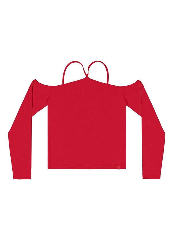 Blusa Manga Longa Juvenil em Cotton Vermelho