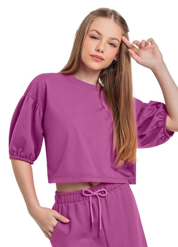 Vista 2 Blusa Manga Longa Juvenil Roxo Gloss Gloss