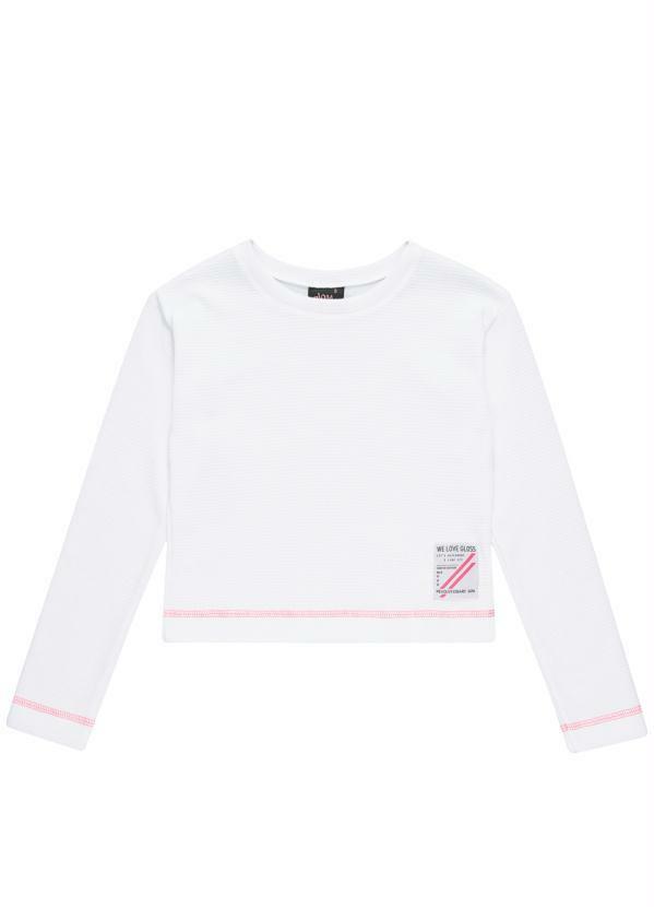 Vista 2 Blusa Menina Inverno Branco Gloss Gloss