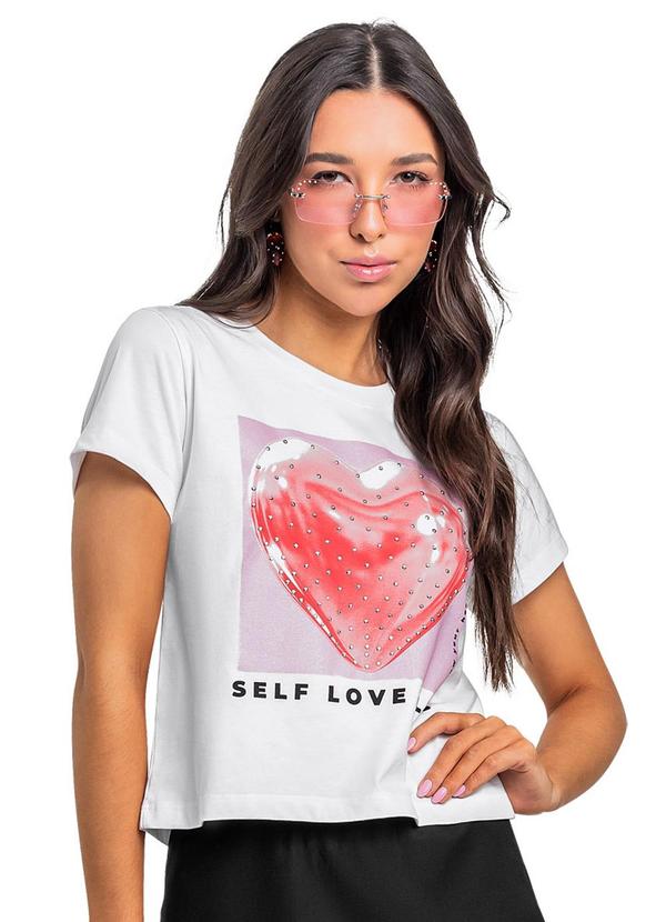 Vista 2 Blusa Metalizada Juvenil Branco Gloss Gloss
