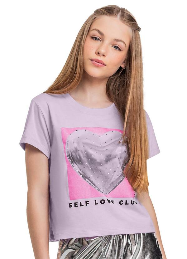 Vista 2 Blusa Metalizada Juvenil Roxo Gloss Gloss