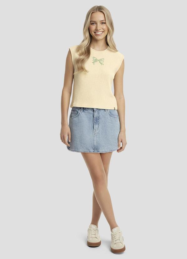 Blusa Ribana com Aplicação de Strass Bege