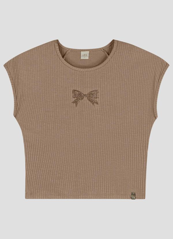 Blusa Ribana com Aplicação de Strass Marrom