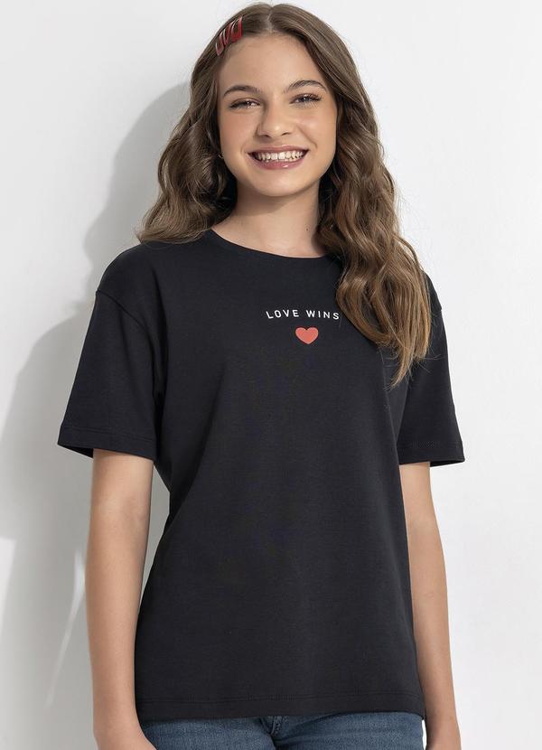 T-Shirt em Malha Suedine Preto