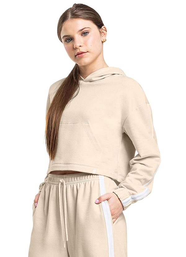 Blusão Juvenil Feminino em Moletom Bege
