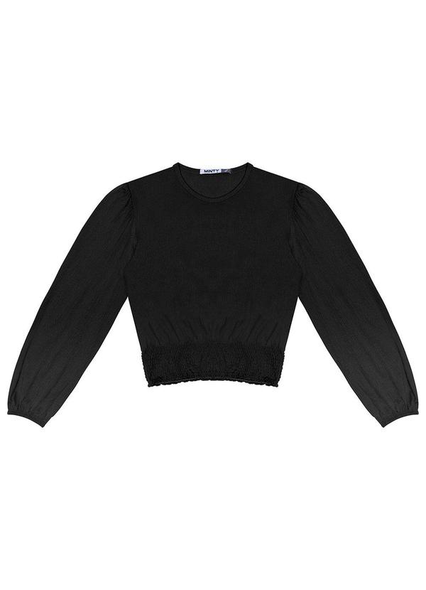 Blusão Juvenil Feminino Manga Longa Preto