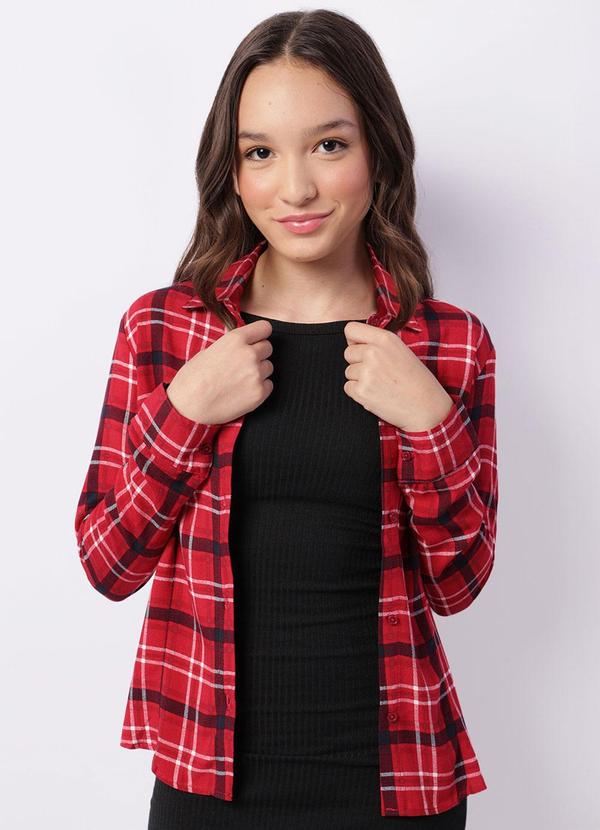 Camisa Juvenil Viscose Xadrez Vermelha
