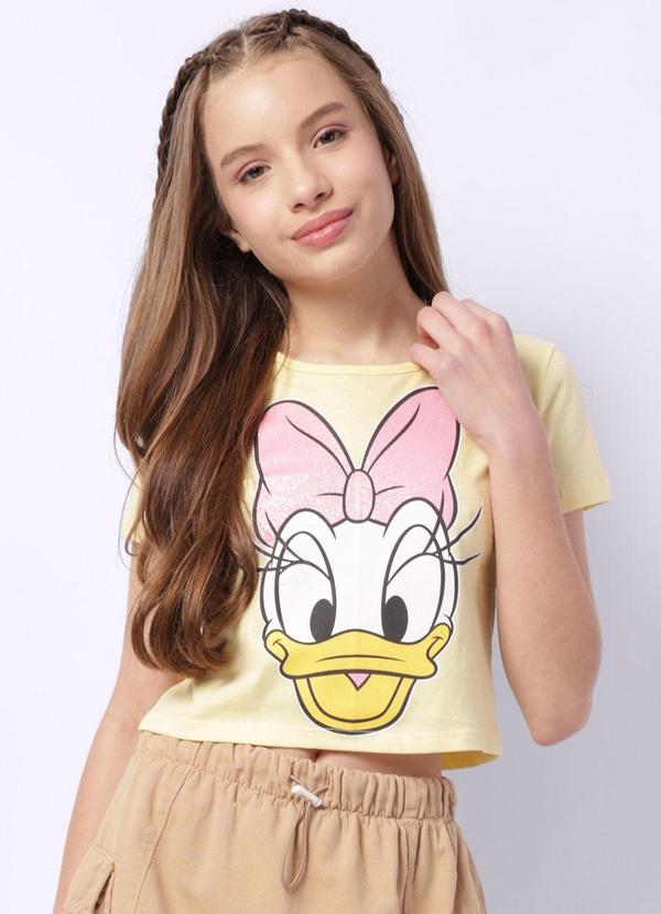 Camiseta Juvenil Cropped Amarela