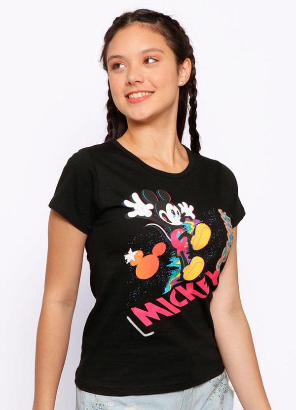 Camiseta Juvenil Mickey Preta