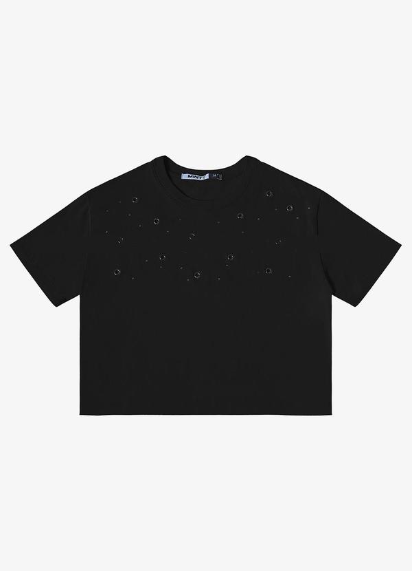T- Shirt Meia Malha Feminina Preto