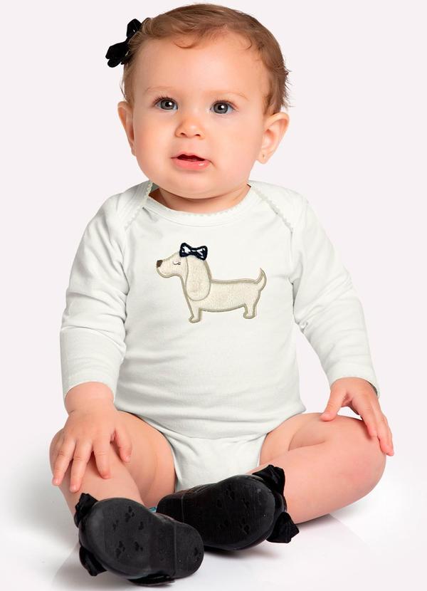 Body Bebê Menina Bordado Off White