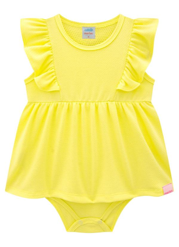Body Bebê Menina em Cotton Bee Honey Amarelo