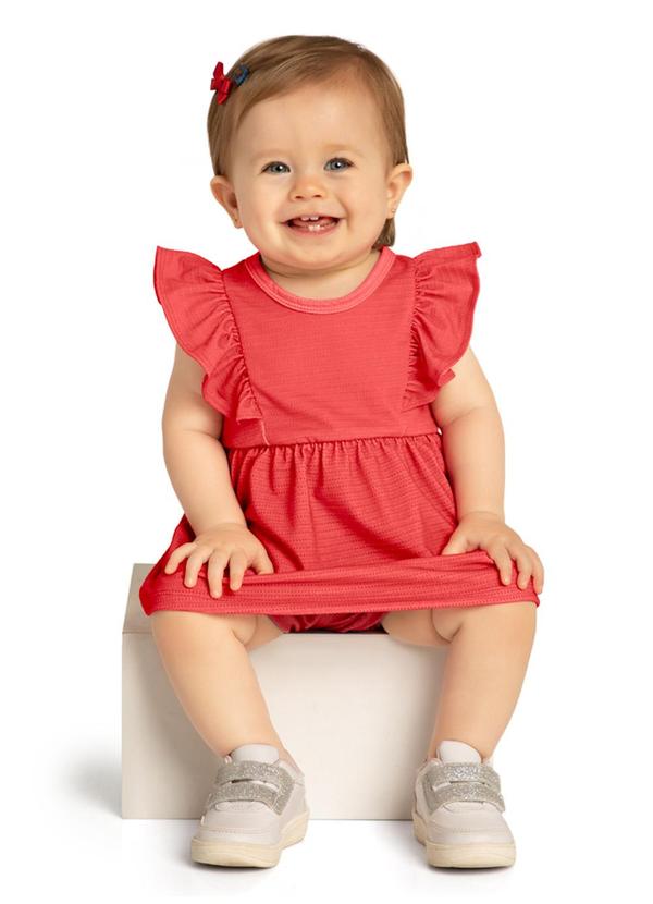 Body Bebê Menina em Cotton Bee Honey Vermelho