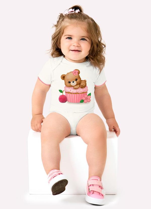 Body Bebê Menina Ursinho Branco