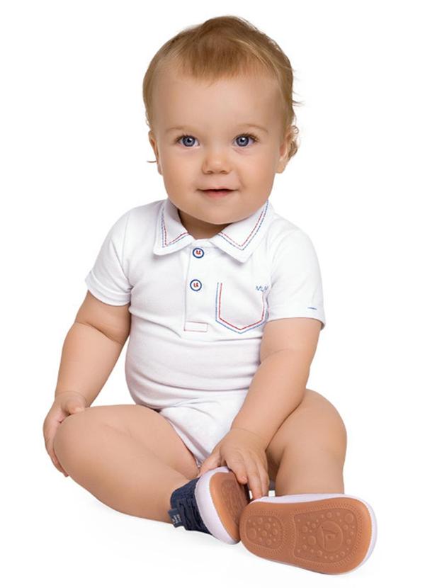 Body Bebê Menino Bordado Branco