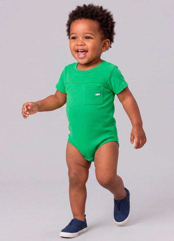 Body com Bolso e Textura Canelada Verde