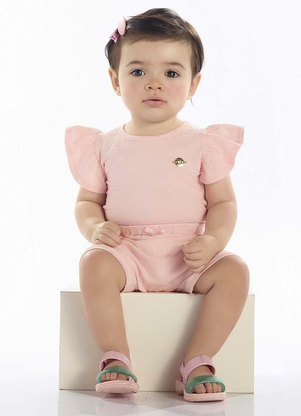 Vista 2 Body Cotton Leve Trabalhado Rosa Pulla Bulla Pulla Bulla