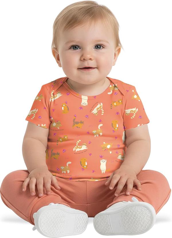 Body Gatinhos em Cotton Laranja