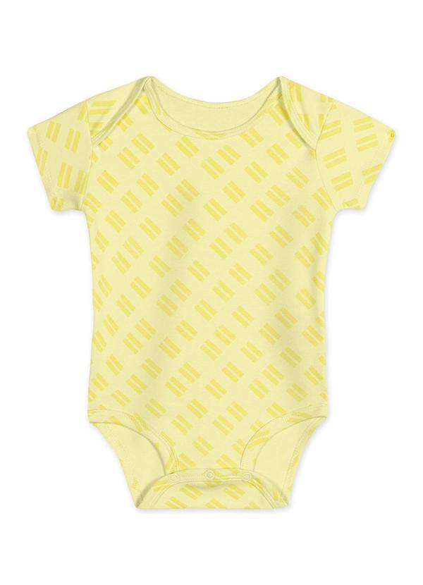 Body Manga Curta Bebê Unissex Match Amarelo