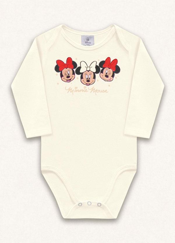 Vista 2 Body Manga Longa Minnie Bege Fakini Kids Fakini Kids