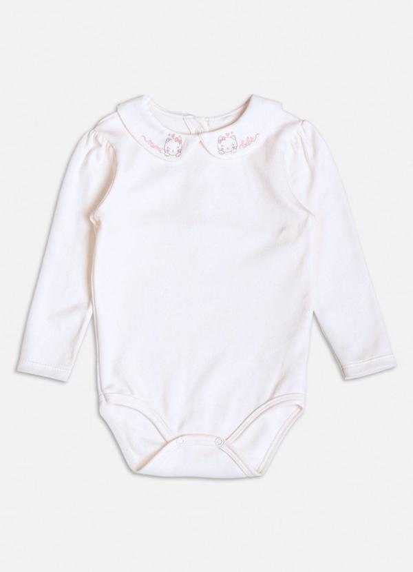 Body Off White com Gola de Gatinho Branco
