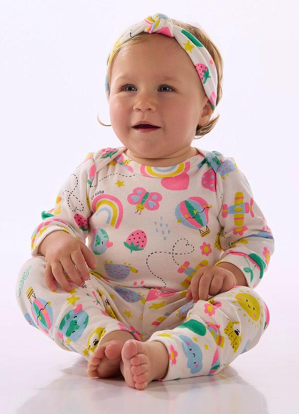 Body para Bebê Menina Estampado Branco