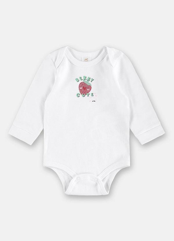 Body para Menina Bebê Manga Longa Branco