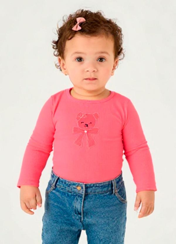 Body Ribana com Elastano Leve Pink