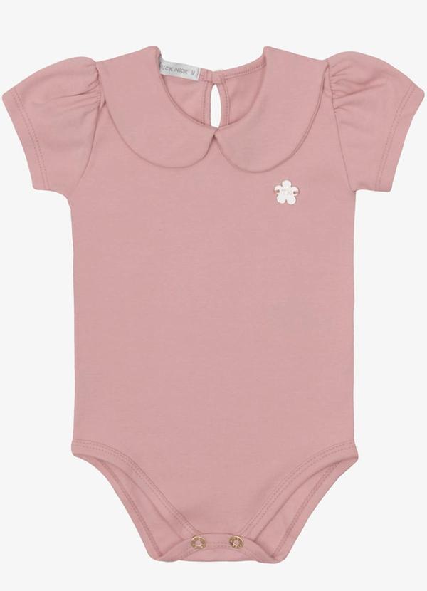 Body Verão Menina Curto com Plaquinha Rosa